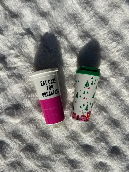 kate spade Other - Pair of Kate spade cups. Eat cake for breakfast. Christmas coffee travel mug.